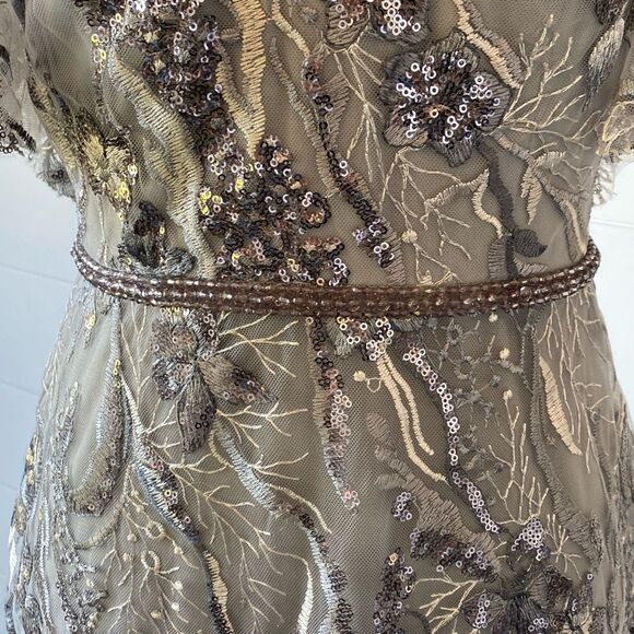 Mac Duggal  Silver Flutter Sleeve Embellished Gown Sz 6 $798
NWOT - Picture 4 of 13